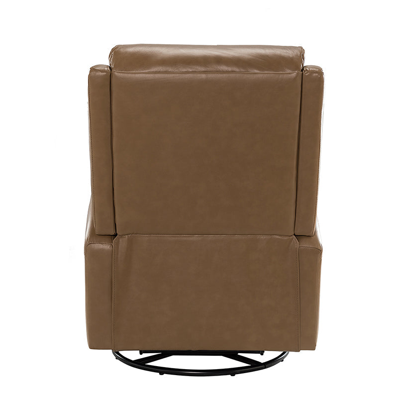 Fauteuil inclinable à dossier haut en cuir véritable avec clous décoratifs, ressorts en S et 3 positions manuelles | Bourgogne / Chameau / Marron / Noir / Tourterelle / Bleu marine / Beige / Sauge / Taupe | Fauteuil simple