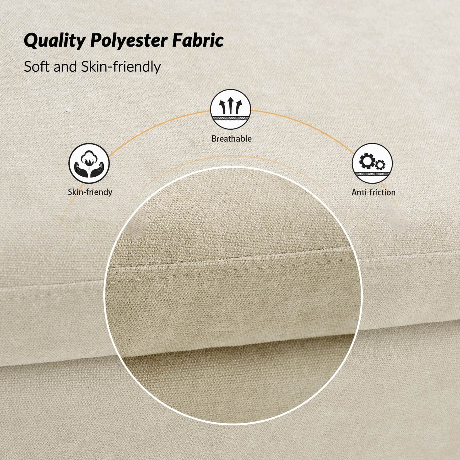 Banc de rangement capitonné avec 2 oreillers décoratifs, accoudoirs et pieds en plastique noir | Beige / Bleu marine / Sarcelle / Lin / Gris / Anthracite / Taupe / Marron | Simple