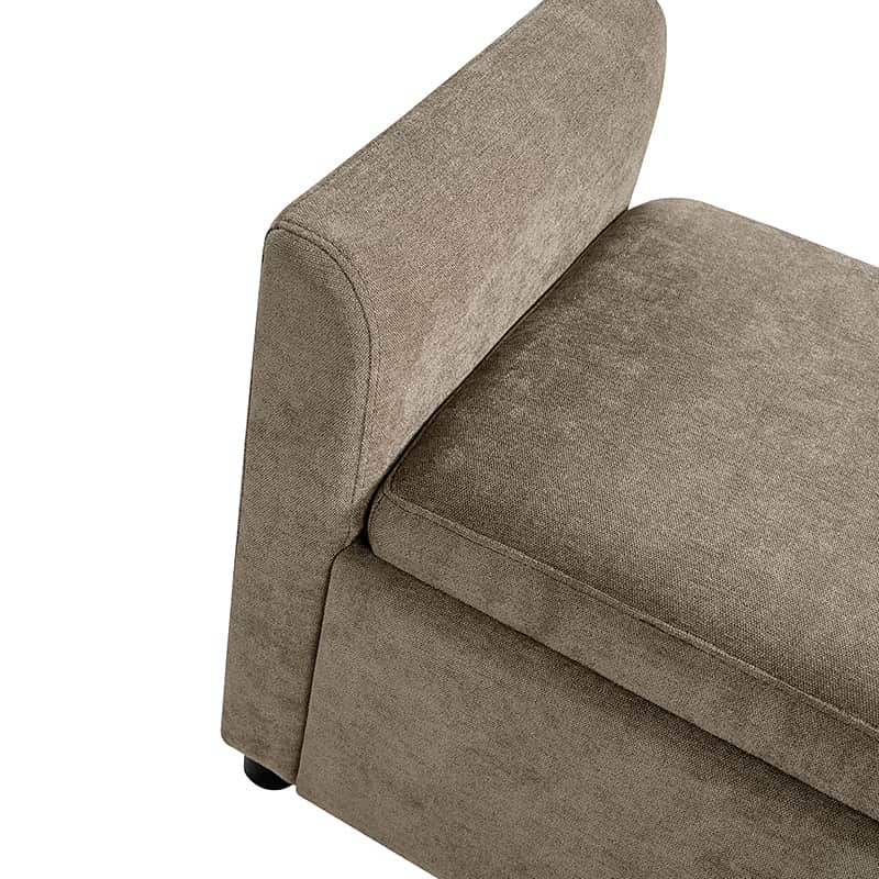 Banc de rangement capitonné avec 2 oreillers décoratifs, accoudoirs et pieds en plastique noir | Beige / Bleu marine / Sarcelle / Lin / Gris / Anthracite / Taupe / Marron | Simple