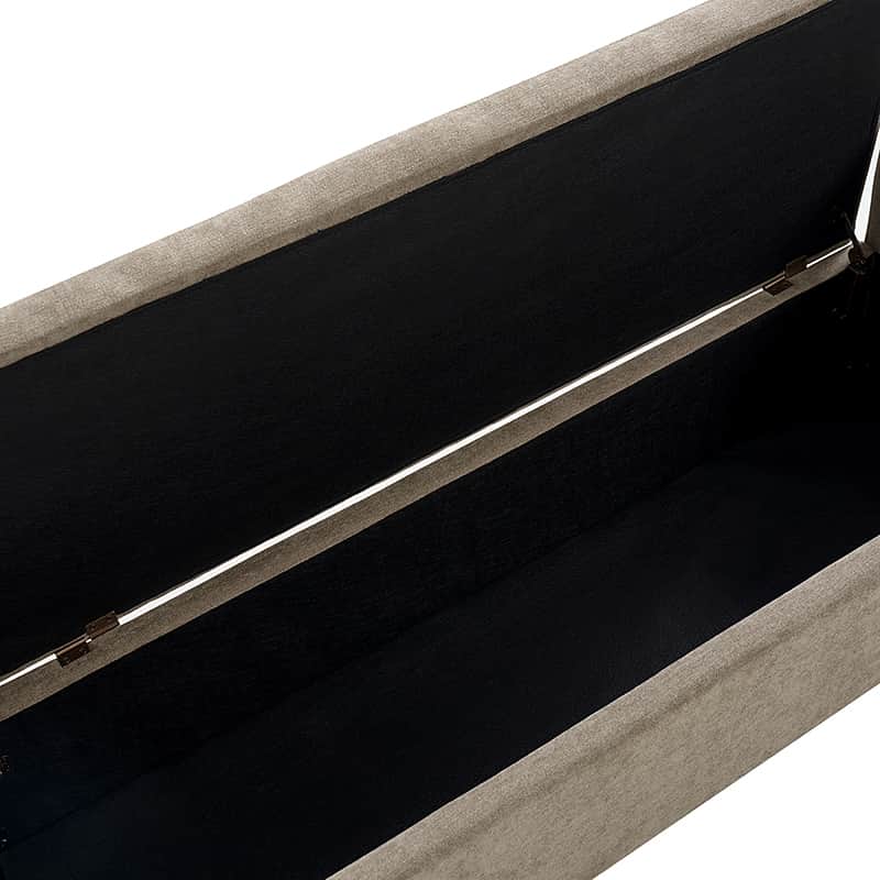 Banc de rangement capitonné avec 2 oreillers décoratifs, accoudoirs et pieds en plastique noir | Beige / Bleu marine / Sarcelle / Lin / Gris / Anthracite / Taupe / Marron | Simple