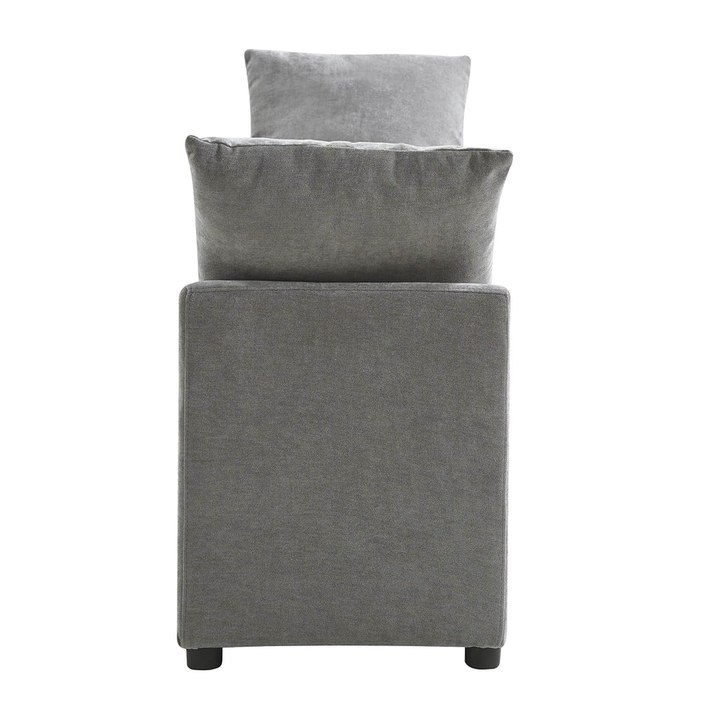 Banc de rangement capitonné avec 2 oreillers décoratifs, accoudoirs et pieds en plastique noir | Beige / Bleu marine / Sarcelle / Lin / Gris / Anthracite / Taupe / Marron | Simple