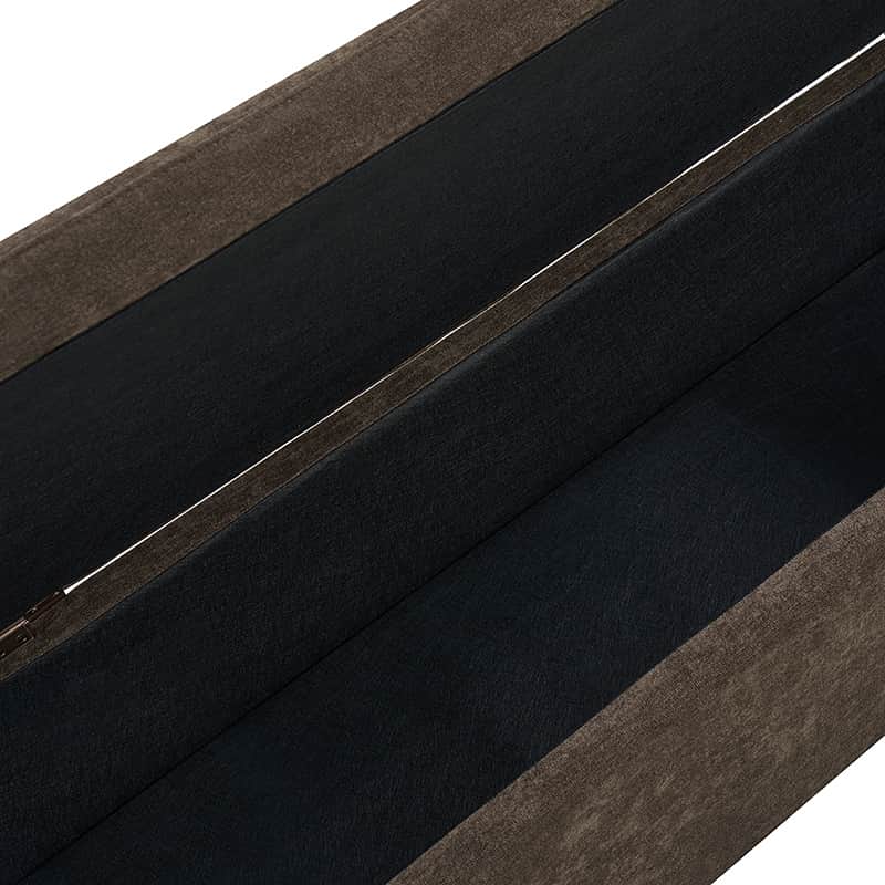 Banc de rangement capitonné avec 2 oreillers décoratifs, accoudoirs et pieds en plastique noir | Beige / Bleu marine / Sarcelle / Lin / Gris / Anthracite / Taupe / Marron | Simple