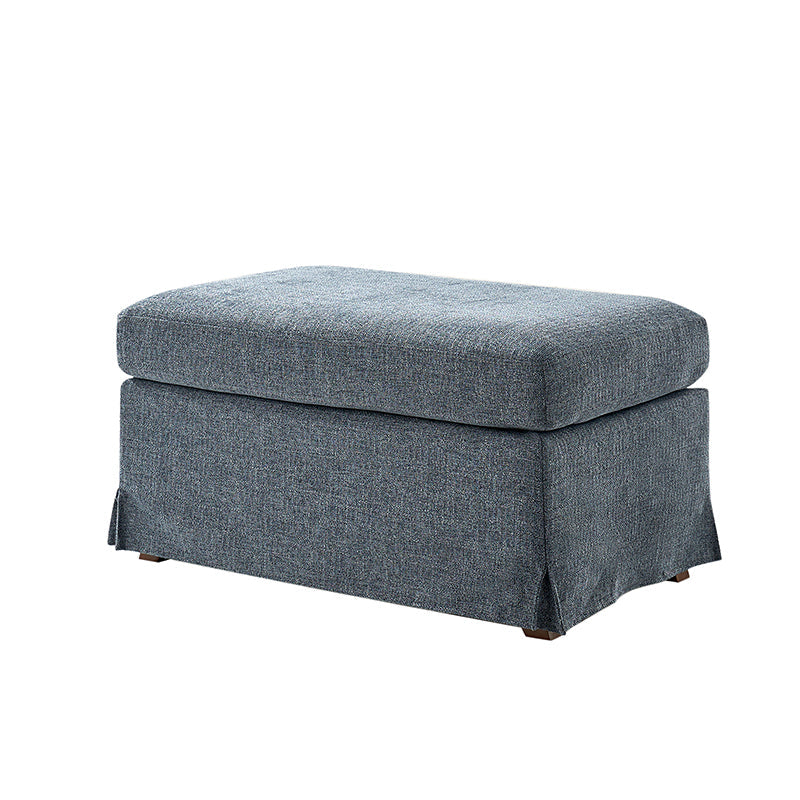 Fauteuil surdimensionné déhoussable en polyester avec ottomane, coussin réversible et roulettes arrière verrouillables | Bleu / Ivoire / Gris | 1,5 place