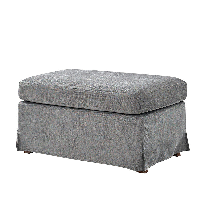 Fauteuil surdimensionné déhoussable en polyester avec ottomane, coussin réversible et roulettes arrière verrouillables | Bleu / Ivoire / Gris | 1,5 place