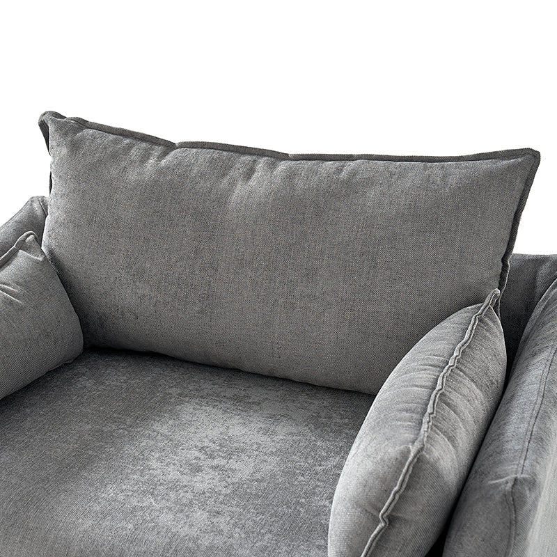 Fauteuil surdimensionné déhoussable en polyester avec ottomane, coussin réversible et roulettes arrière verrouillables | Bleu / Ivoire / Gris | 1,5 place