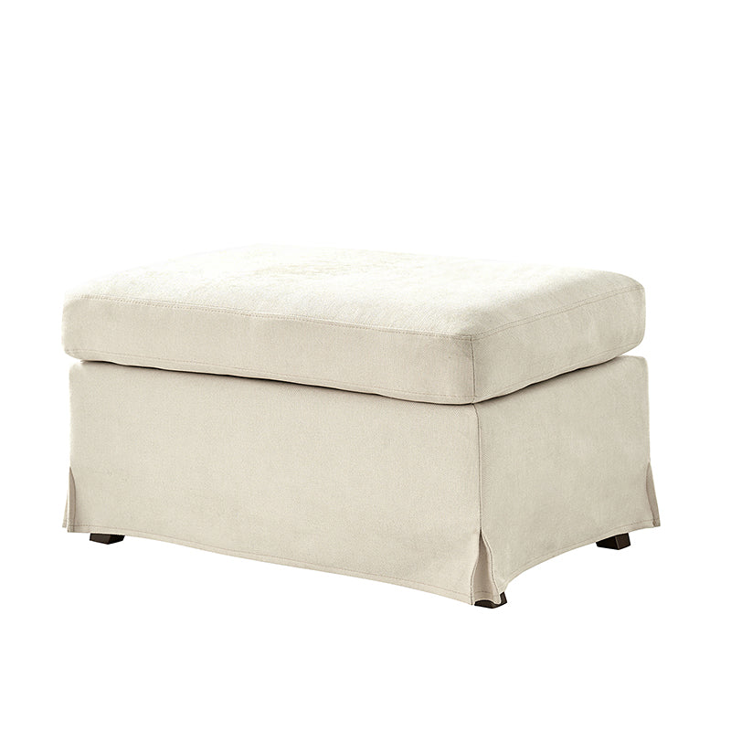 Fauteuil surdimensionné déhoussable en polyester avec ottomane, coussin réversible et roulettes arrière verrouillables | Bleu / Ivoire / Gris | 1,5 place