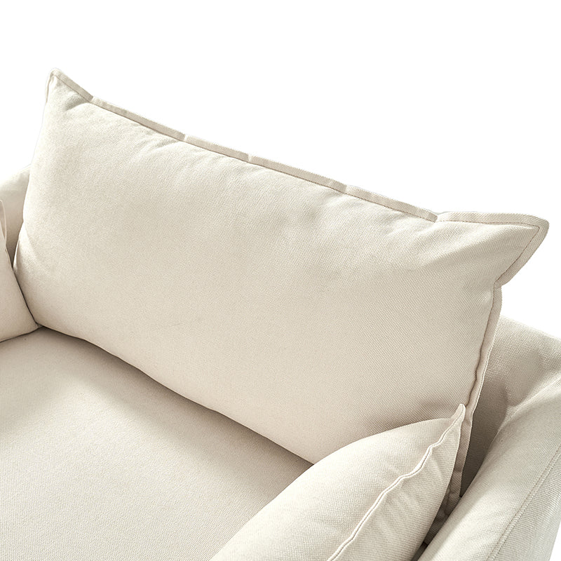 Fauteuil surdimensionné déhoussable en polyester avec ottomane, coussin réversible et roulettes arrière verrouillables | Bleu / Ivoire / Gris | 1,5 place
