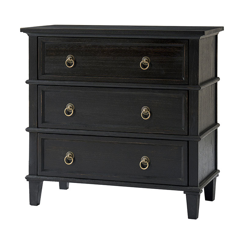 Table de chevet 3 tiroirs en bois massif avec prises de courant intégrées et ports USB | Charbon / Noyer / Cerisier | Unité individuelle