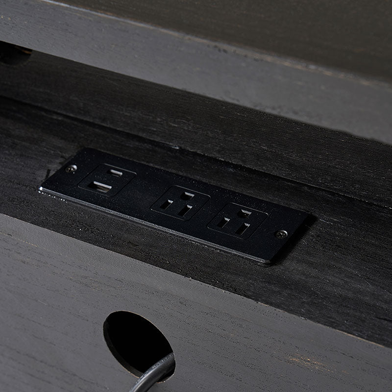 Table de chevet 3 tiroirs en bois massif avec prises de courant intégrées et ports USB | Charbon / Noyer / Cerisier | Unité individuelle