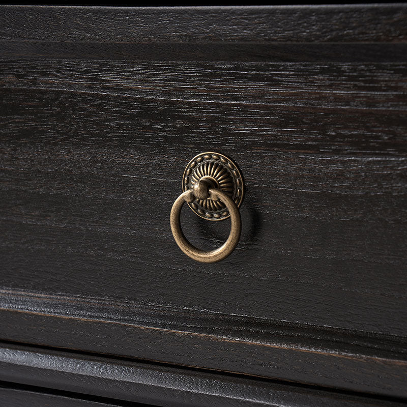 Table de chevet 3 tiroirs en bois massif avec prises de courant intégrées et ports USB | Charbon / Noyer / Cerisier | Unité individuelle