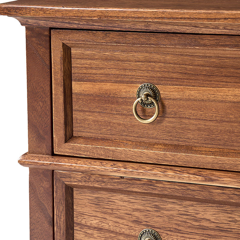 Table de chevet 3 tiroirs en bois massif avec prises de courant intégrées et ports USB | Charbon / Noyer / Cerisier | Unité individuelle