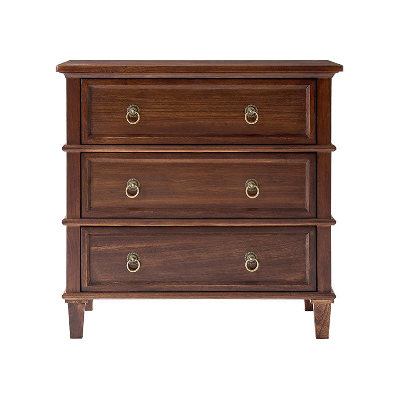 Table de chevet 3 tiroirs en bois massif avec prises de courant intégrées et ports USB | Charbon / Noyer / Cerisier | Unité individuelle