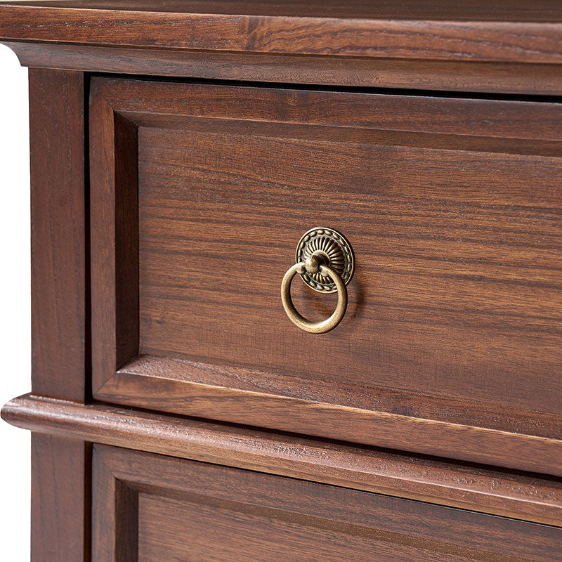 Table de chevet 3 tiroirs en bois massif avec prises de courant intégrées et ports USB | Charbon / Noyer / Cerisier | Unité individuelle