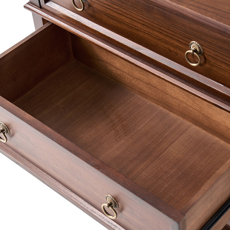 Table de chevet 3 tiroirs en bois massif avec prises de courant intégrées et ports USB | Charbon / Noyer / Cerisier | Unité individuelle