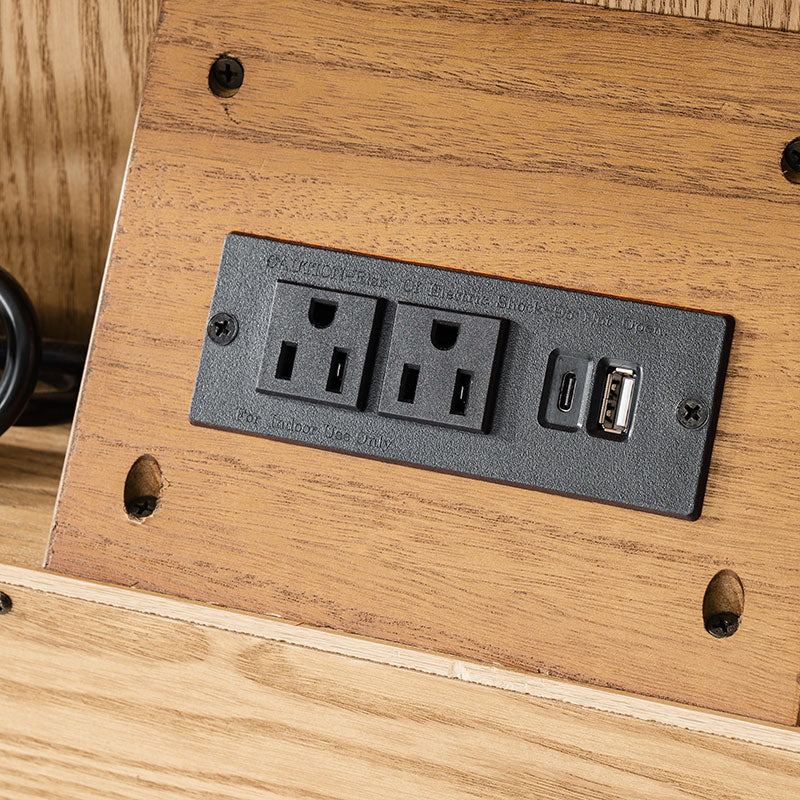 Table de chevet arquée à 1 tiroir de 68 cm avec façade cannelée, niche ouverte et port USB intégré | Chêne / Noyer / Noir | Simple