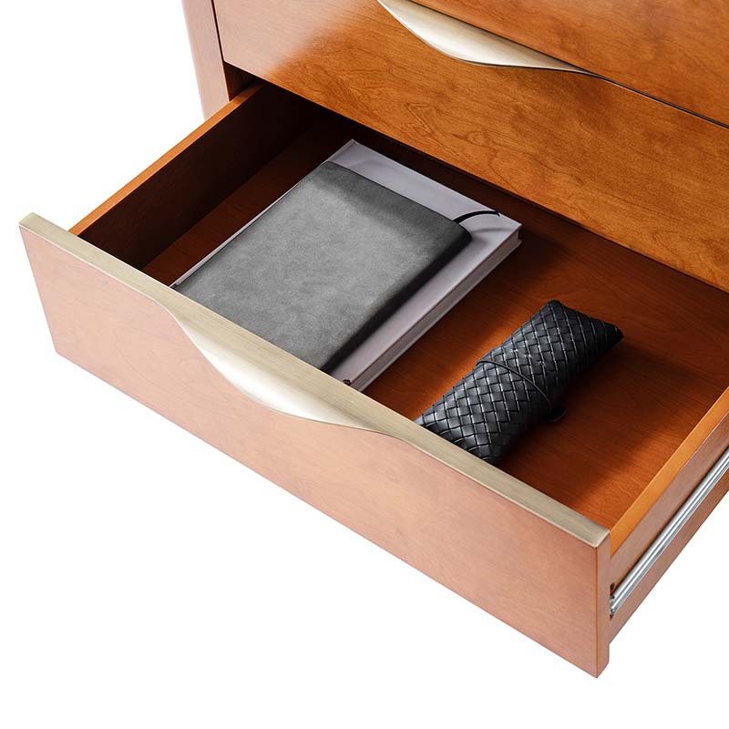 Table de chevet à 3 tiroirs avec plateau en marbre, prise de courant, ports USB et finition en placage de bois | Chêne / Noir | Simple