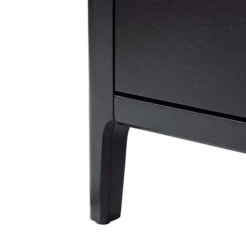 Table de chevet à 3 tiroirs avec plateau en marbre, prise de courant, ports USB et finition en placage de bois | Chêne / Noir | Simple