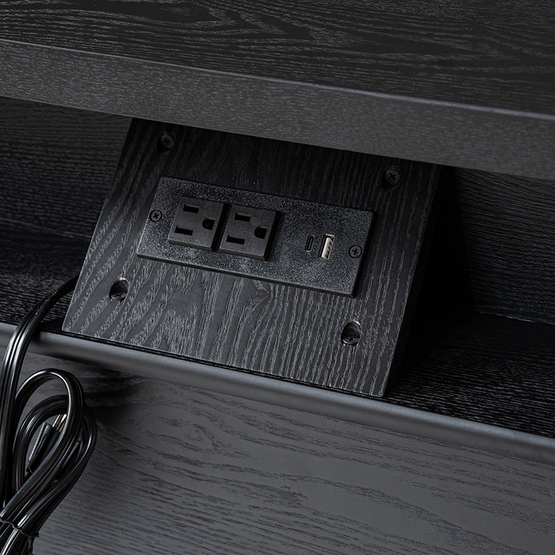 Table de chevet et d'appoint à tiroirs cannelés avec prises USB/Type-C intégrées et pieds en bois massif tournés | Noyer / Noir / Marron | 1 tiroir ou 3 tiroirs