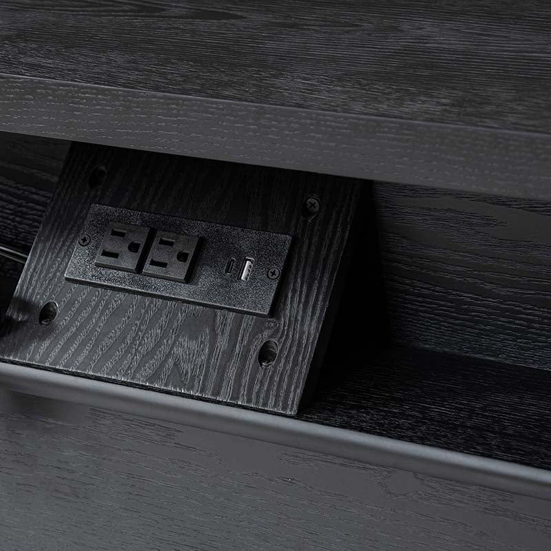 Table de chevet et d'appoint à tiroirs cannelés avec prises USB/Type-C intégrées et pieds en bois massif tournés | Noyer / Noir / Marron | 1 tiroir ou 3 tiroirs