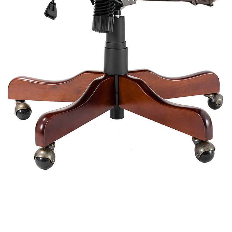 Fauteuil de bureau de direction à oreilles en similicuir avec capitonnage, garniture cloutée, assise à ressorts ensachés et hauteur réglable | Camel / Marron / Turquoise / Bleu marine | Siège unique