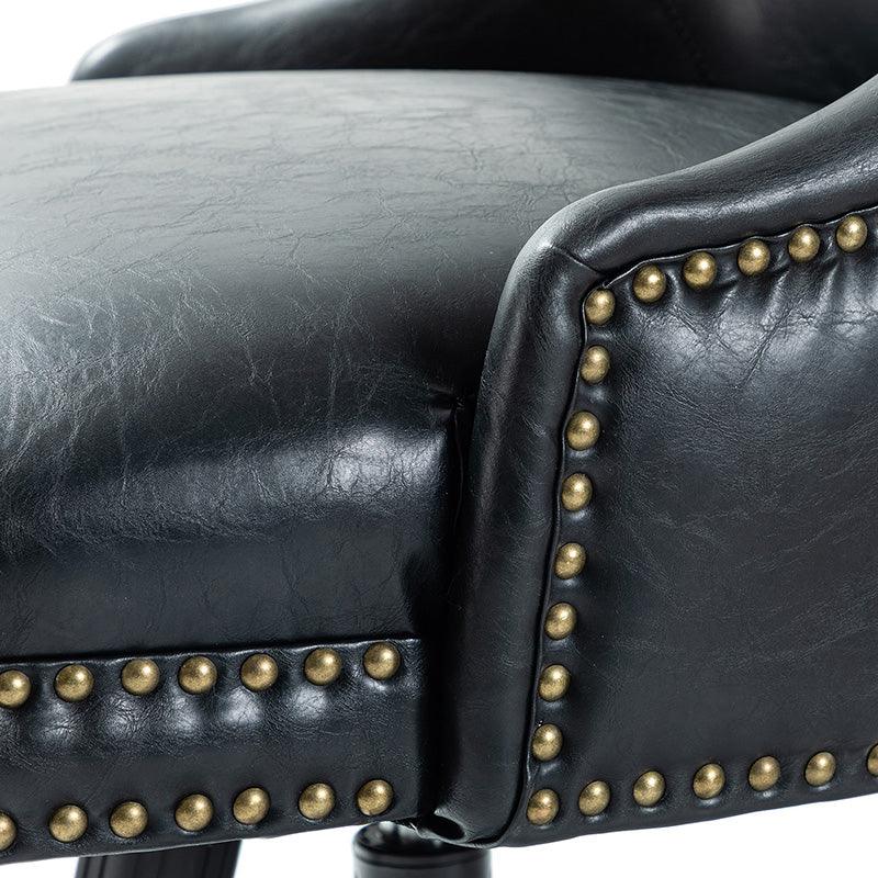 Chaise de bureau pivotante sans accoudoirs en similicuir avec rembourrage en mousse et piètement en métal noir | Marron / Noir | Siège individuel