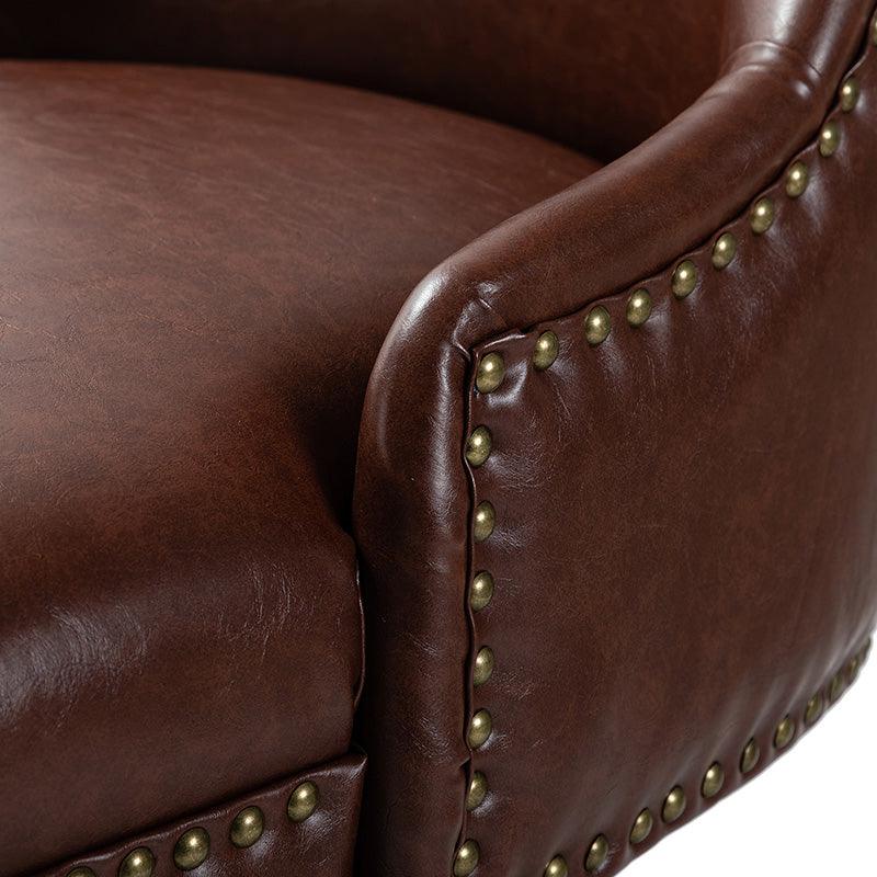 Chaise de bureau pivotante sans accoudoirs en similicuir avec rembourrage en mousse et piètement en métal noir | Marron / Noir | Siège individuel