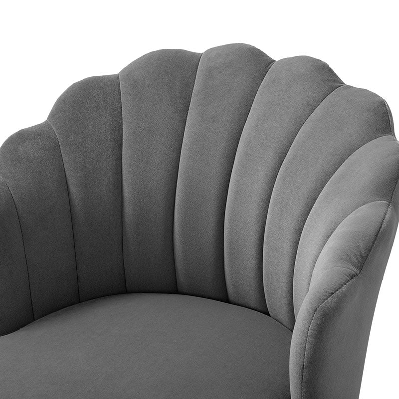 Chaise de Bureau Pivotante en Velours avec Dossier Fleur, Capitonnage, Hauteur Réglable et Base en Métal Doré | Rose / Noir / Bleu Canard / Jaune / Gris / Sauge / Ivoire | Siège Simple