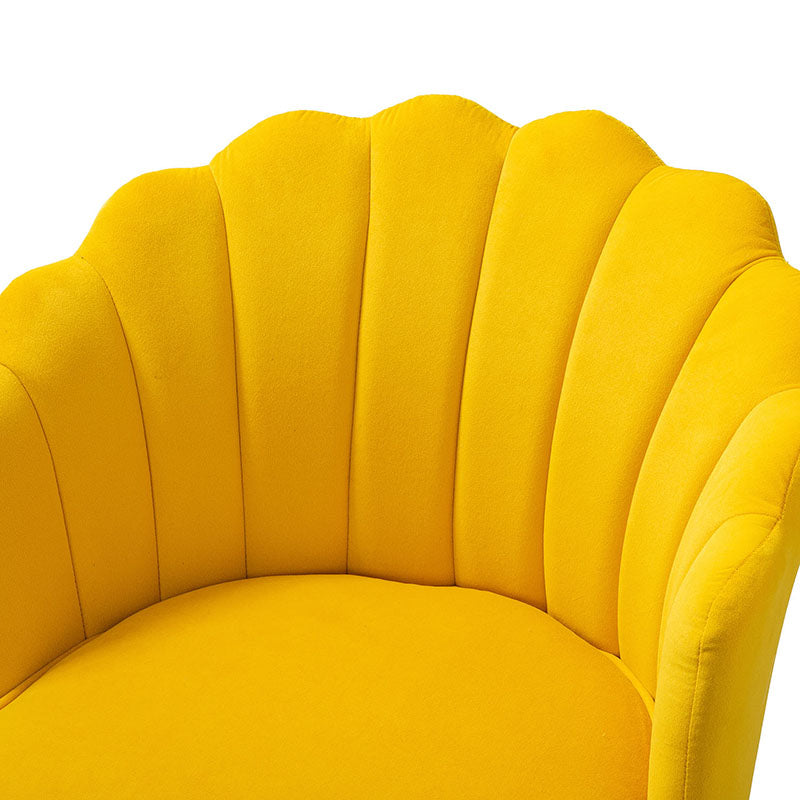 Chaise de Bureau Pivotante en Velours avec Dossier Fleur, Capitonnage, Hauteur Réglable et Base en Métal Doré | Rose / Noir / Bleu Canard / Jaune / Gris / Sauge / Ivoire | Siège Simple