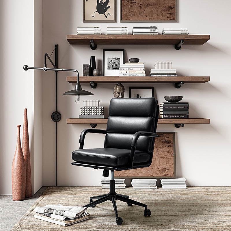 Fauteuil de bureau en similicuir avec pivotement à 360°, bascule verrouillable et accoudoirs | Camel / Blanc / Noir / Marron / Bleu marine / Sauge | Siège unique
