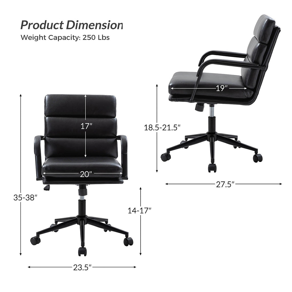 Fauteuil de bureau en similicuir avec pivotement à 360°, bascule verrouillable et accoudoirs | Camel / Blanc / Noir / Marron / Bleu marine / Sauge | Siège unique