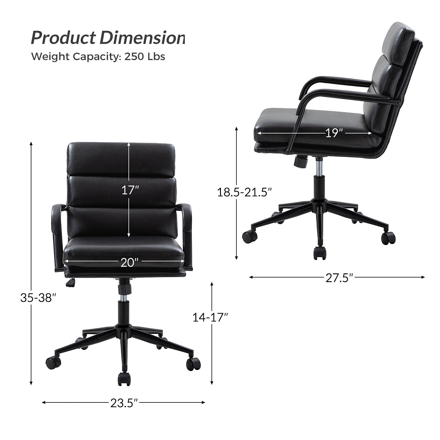 Fauteuil de bureau en similicuir avec pivotement à 360°, bascule verrouillable et accoudoirs | Camel / Blanc / Noir / Marron / Bleu marine / Sauge | Siège unique