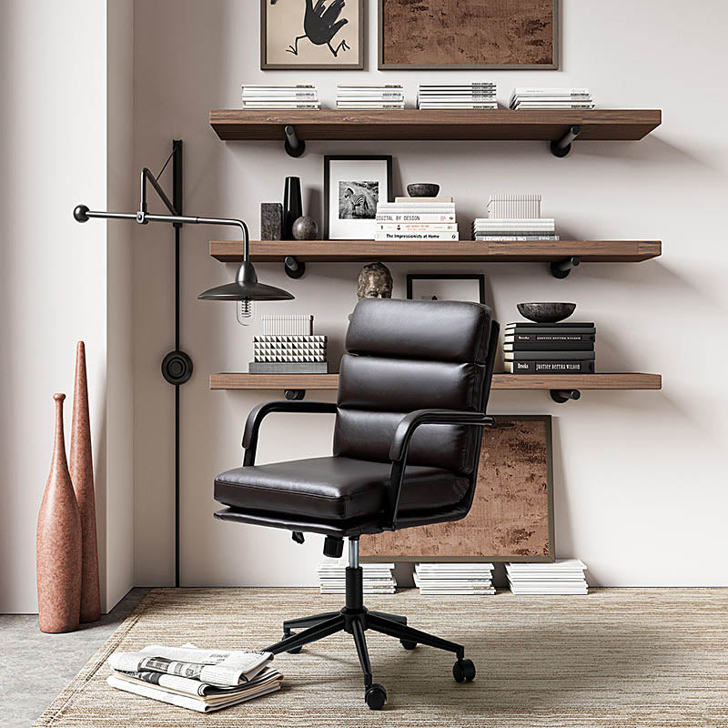 Fauteuil de bureau en similicuir avec pivotement à 360°, bascule verrouillable et accoudoirs | Camel / Blanc / Noir / Marron / Bleu marine / Sauge | Siège unique