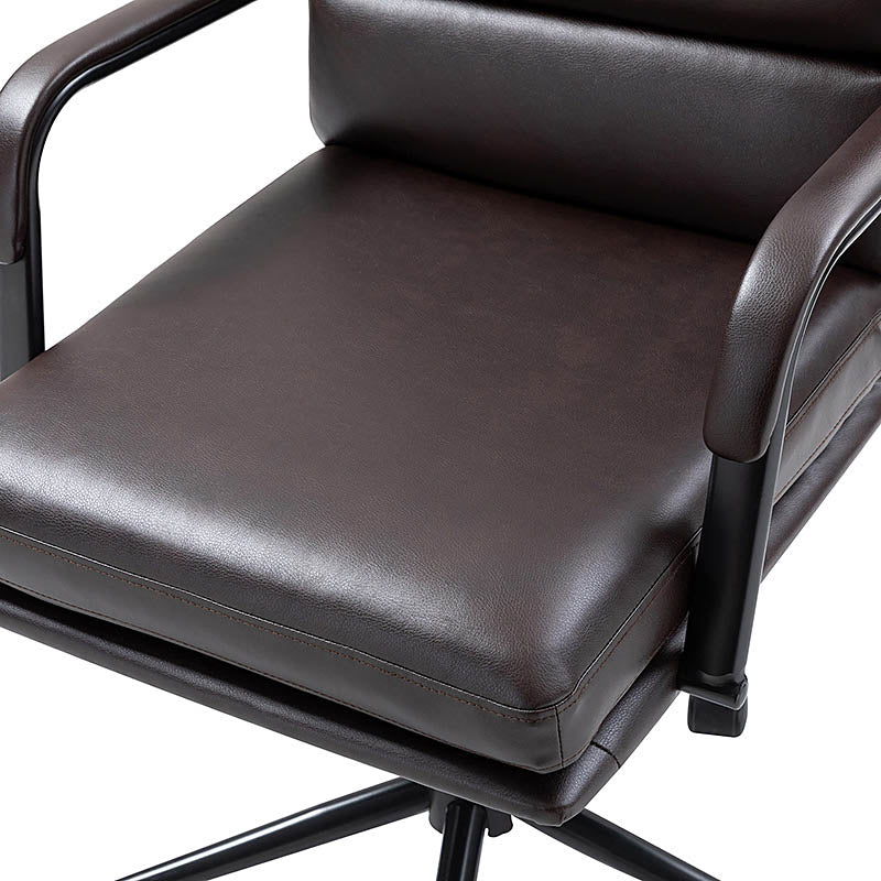 Fauteuil de bureau en similicuir avec pivotement à 360°, bascule verrouillable et accoudoirs | Camel / Blanc / Noir / Marron / Bleu marine / Sauge | Siège unique