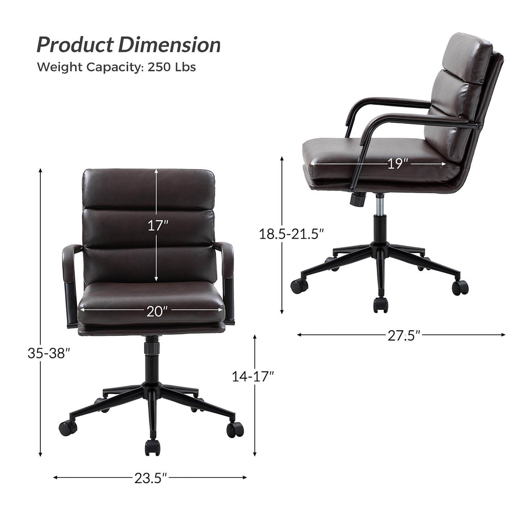 Fauteuil de bureau en similicuir avec pivotement à 360°, bascule verrouillable et accoudoirs | Camel / Blanc / Noir / Marron / Bleu marine / Sauge | Siège unique