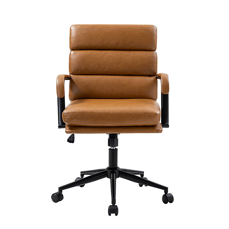 Fauteuil de bureau en similicuir avec pivotement à 360°, bascule verrouillable et accoudoirs | Camel / Blanc / Noir / Marron / Bleu marine / Sauge | Siège unique