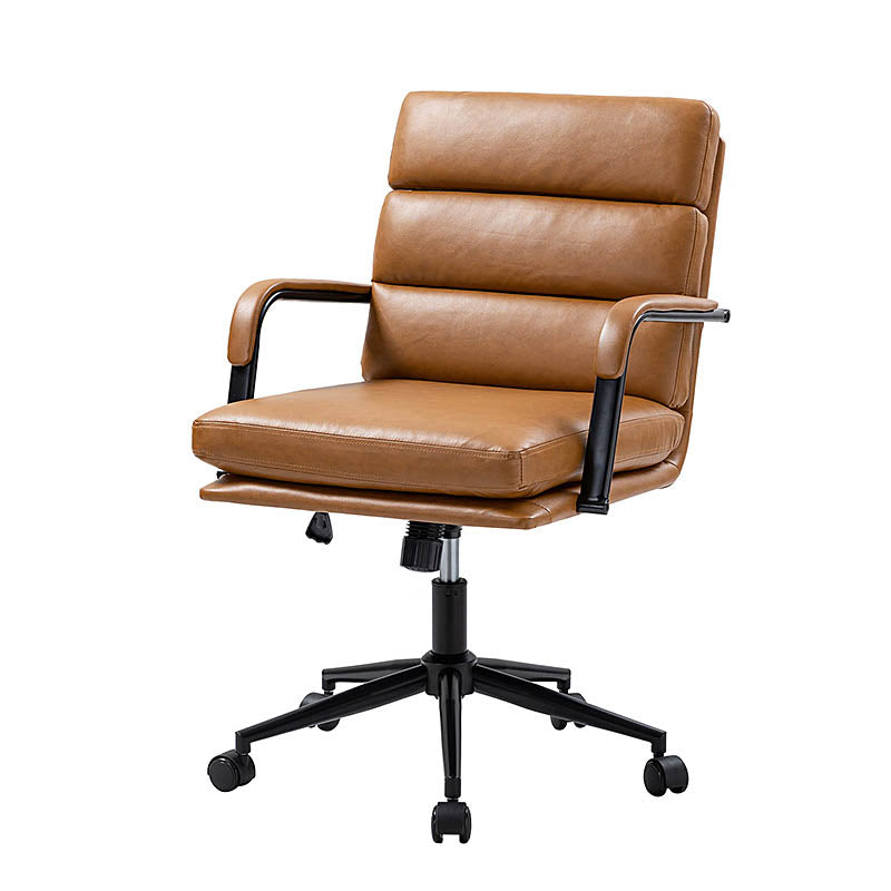 Fauteuil de bureau en similicuir avec pivotement à 360°, bascule verrouillable et accoudoirs | Camel / Blanc / Noir / Marron / Bleu marine / Sauge | Siège unique