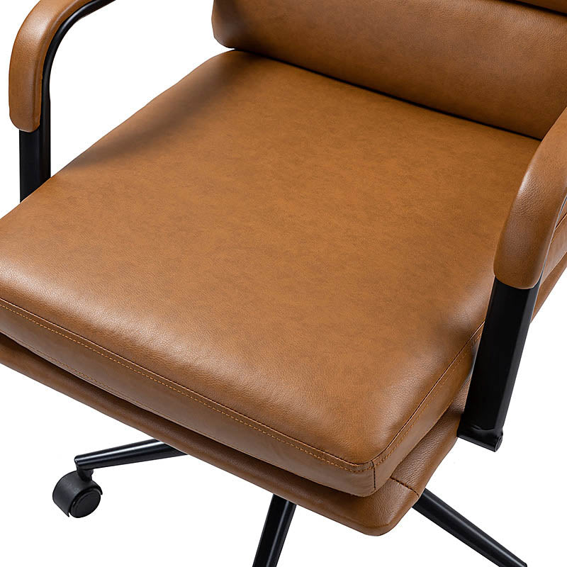 Fauteuil de bureau en similicuir avec pivotement à 360°, bascule verrouillable et accoudoirs | Camel / Blanc / Noir / Marron / Bleu marine / Sauge | Siège unique