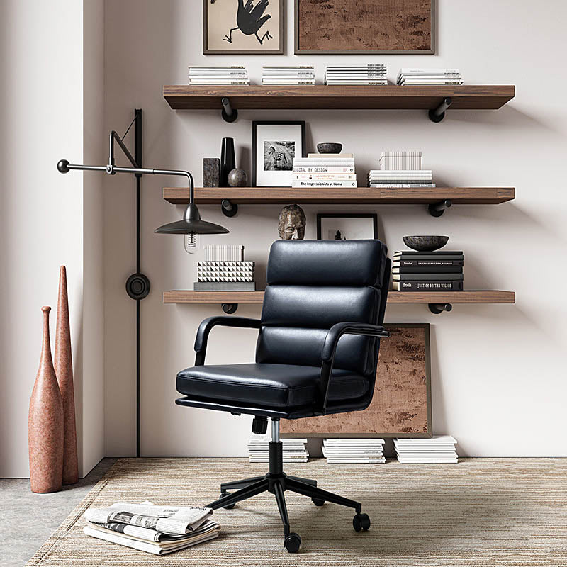 Fauteuil de bureau en similicuir avec pivotement à 360°, bascule verrouillable et accoudoirs | Camel / Blanc / Noir / Marron / Bleu marine / Sauge | Siège unique