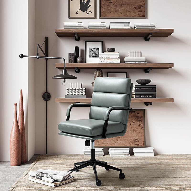 Fauteuil de bureau en similicuir avec pivotement à 360°, bascule verrouillable et accoudoirs | Camel / Blanc / Noir / Marron / Bleu marine / Sauge | Siège unique