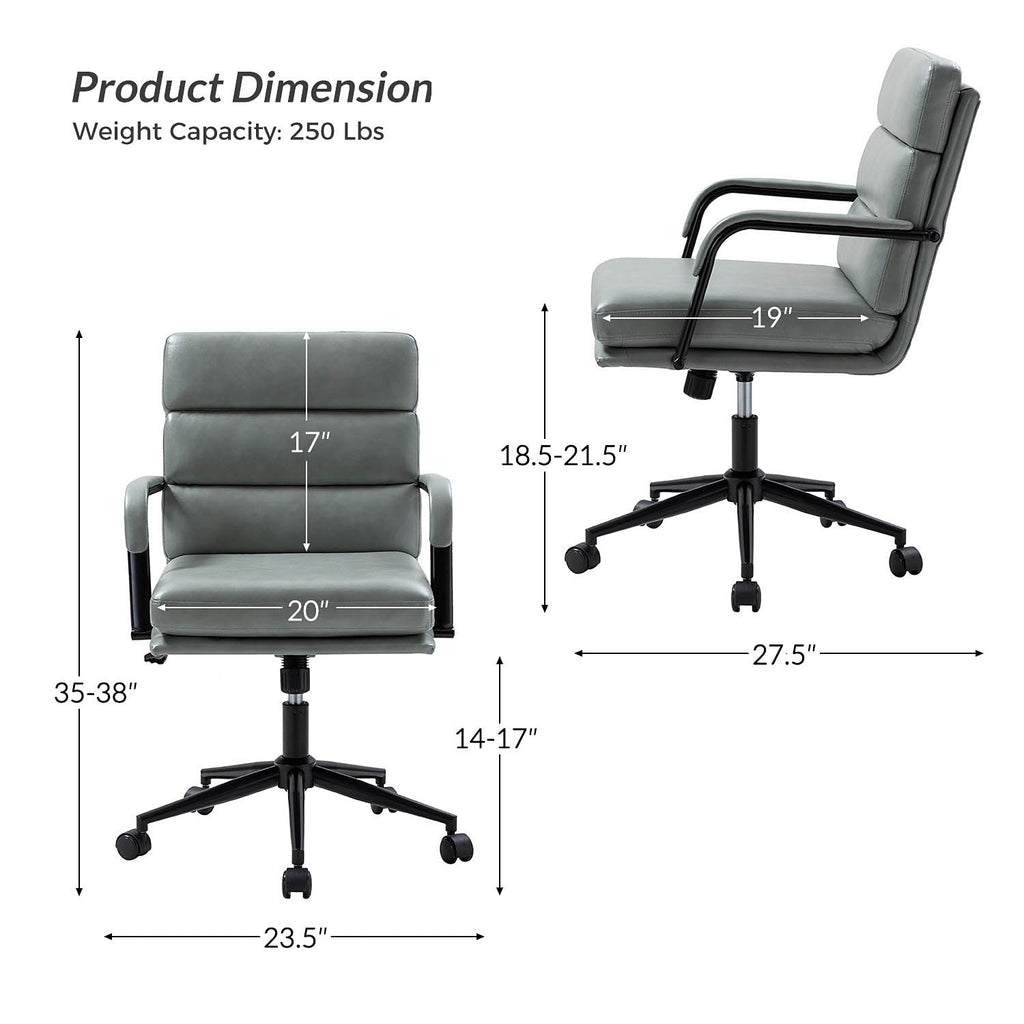 Fauteuil de bureau en similicuir avec pivotement à 360°, bascule verrouillable et accoudoirs | Camel / Blanc / Noir / Marron / Bleu marine / Sauge | Siège unique