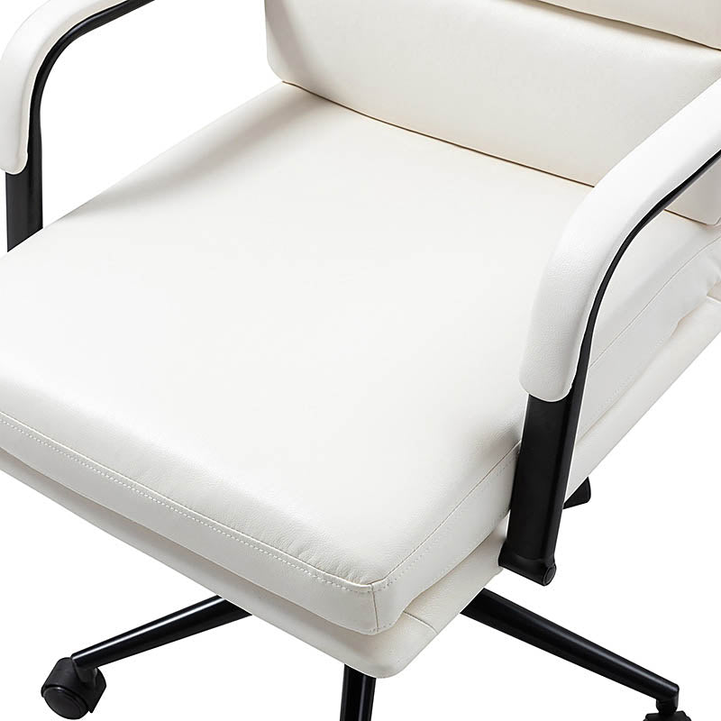 Fauteuil de bureau en similicuir avec pivotement à 360°, bascule verrouillable et accoudoirs | Camel / Blanc / Noir / Marron / Bleu marine / Sauge | Siège unique