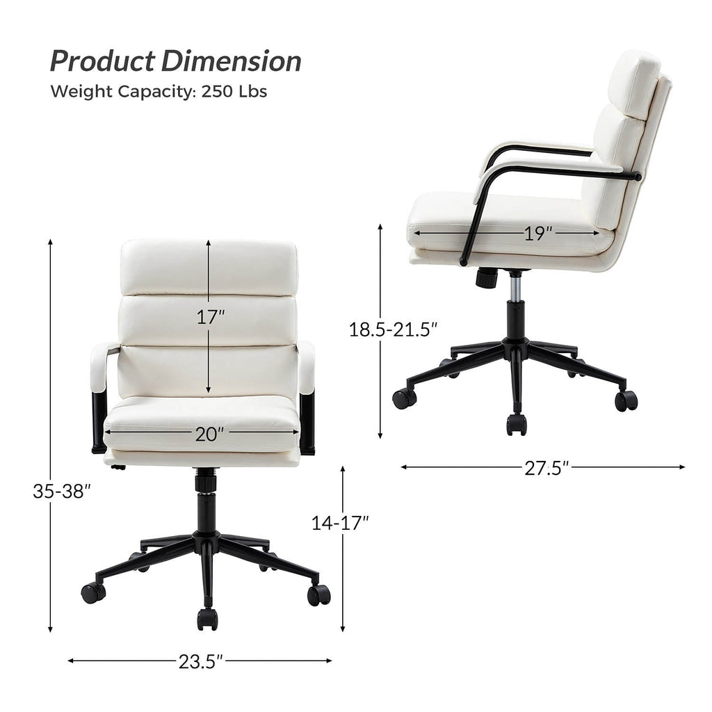 Fauteuil de bureau en similicuir avec pivotement à 360°, bascule verrouillable et accoudoirs | Camel / Blanc / Noir / Marron / Bleu marine / Sauge | Siège unique