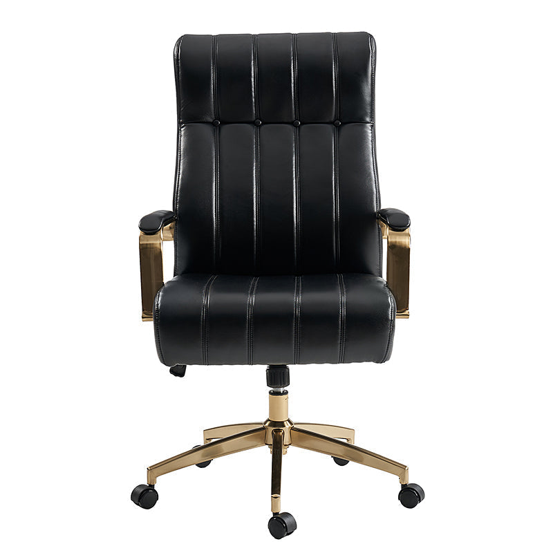 Fauteuil de bureau de direction en similicuir avec capitonnage à canaux et boutons, hauteur réglable, inclinaison et pivot | Ivoire / Caramel / Marron / Noir / Bleu marine / Sauge | Siège unique