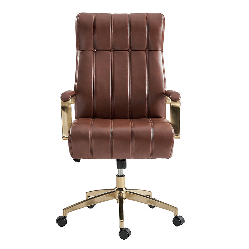 Fauteuil de bureau de direction en similicuir avec capitonnage à canaux et boutons, hauteur réglable, inclinaison et pivot | Ivoire / Caramel / Marron / Noir / Bleu marine / Sauge | Siège unique