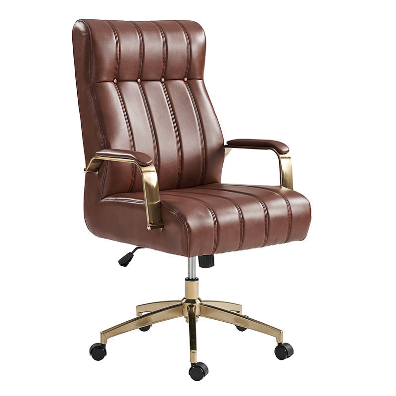 Fauteuil de bureau de direction en similicuir avec capitonnage à canaux et boutons, hauteur réglable, inclinaison et pivot | Ivoire / Caramel / Marron / Noir / Bleu marine / Sauge | Siège unique
