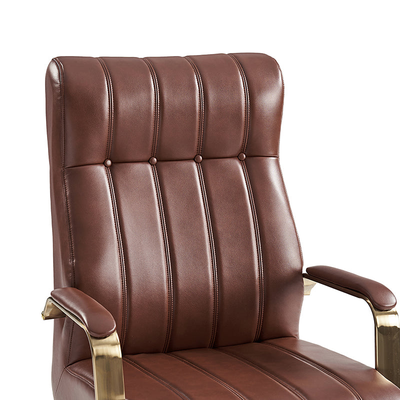 Fauteuil de bureau de direction en similicuir avec capitonnage à canaux et boutons, hauteur réglable, inclinaison et pivot | Ivoire / Caramel / Marron / Noir / Bleu marine / Sauge | Siège unique
