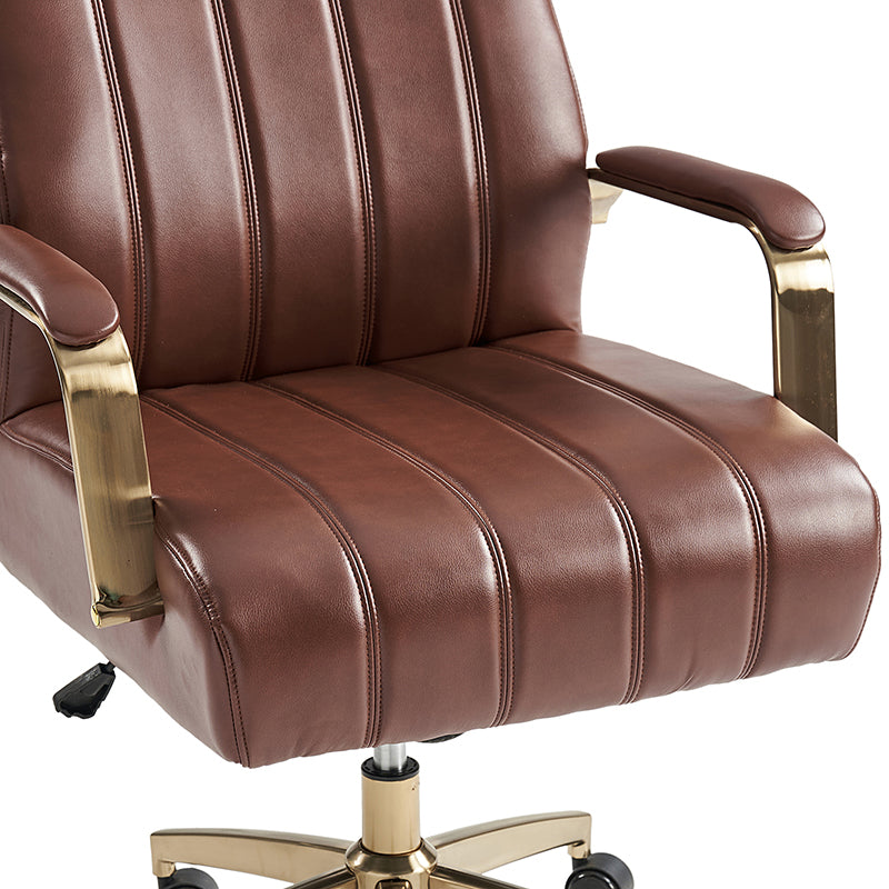 Fauteuil de bureau de direction en similicuir avec capitonnage à canaux et boutons, hauteur réglable, inclinaison et pivot | Ivoire / Caramel / Marron / Noir / Bleu marine / Sauge | Siège unique