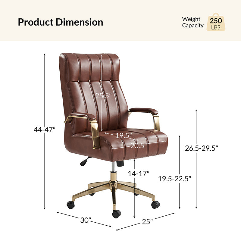 Fauteuil de bureau de direction en similicuir avec capitonnage à canaux et boutons, hauteur réglable, inclinaison et pivot | Ivoire / Caramel / Marron / Noir / Bleu marine / Sauge | Siège unique
