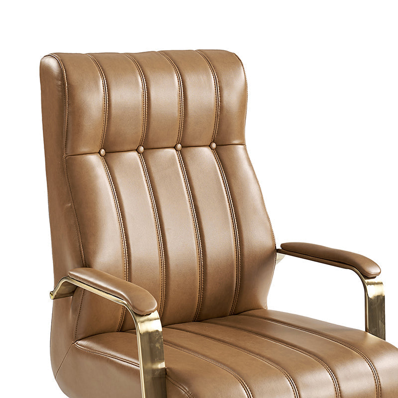 Fauteuil de bureau de direction en similicuir avec capitonnage à canaux et boutons, hauteur réglable, inclinaison et pivot | Ivoire / Caramel / Marron / Noir / Bleu marine / Sauge | Siège unique