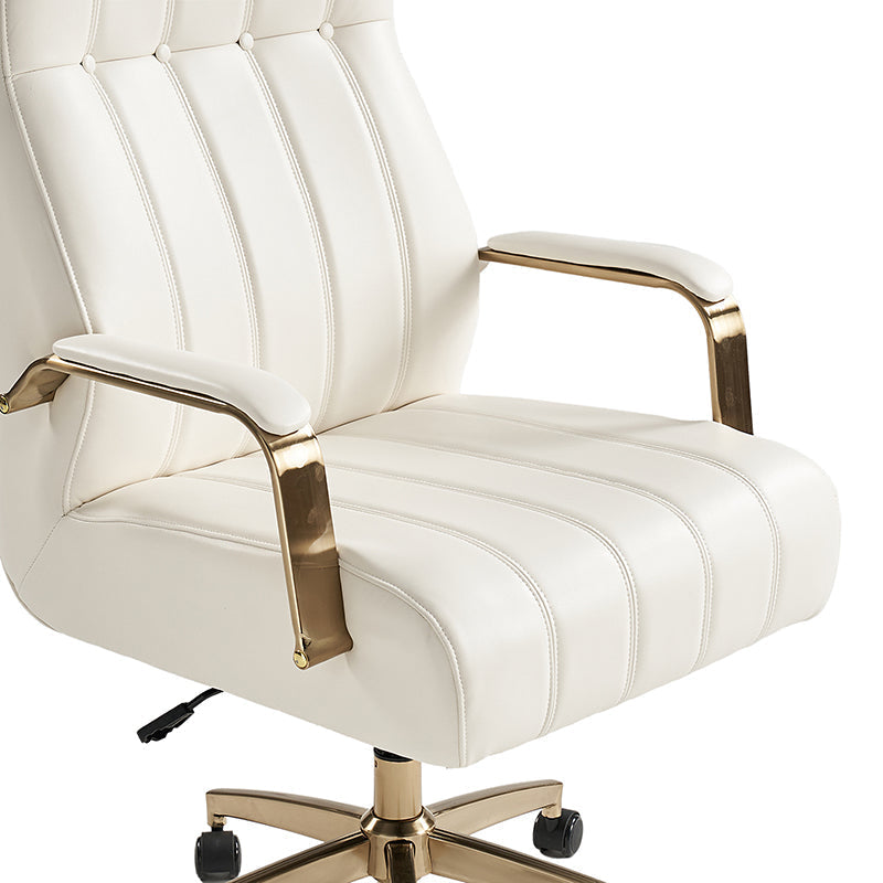 Fauteuil de bureau de direction en similicuir avec capitonnage à canaux et boutons, hauteur réglable, inclinaison et pivot | Ivoire / Caramel / Marron / Noir / Bleu marine / Sauge | Siège unique